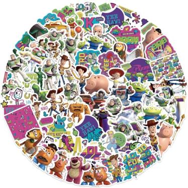 Imagem de Adesivos de brinquedo para amantes de histórias, 100 peças de decalques de filme de desenho animado, adesivos à prova d'água para laptop adolescente, guitarra, bagagem, skate, telefone, capacete