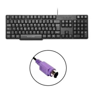 Imagem de Teclado com Fio Slim PS2 Cabo de 1.30cm Resistente Água Multilaser - T