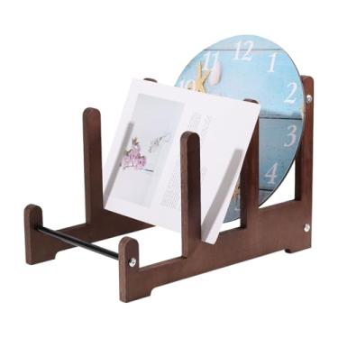 Imagem de CHGCRAFT Suporte para discos de madeira, armazenamento de discos de vinil de 3 camadas, suporte para exibição de álbum de fotos de vinil para armazenamento de livros, marrom coco