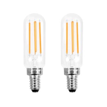 Imagem de Lâmpada Edison de LED retrô, E12 6W, equivalente a 40W, 3000K 600 lúmens, regulável, lâmpada de filamento, branco quente de alto brilho, vidro transparente, 2 conjuntos