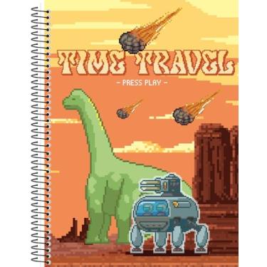 Imagem de Caderno Brochura Animativa, Capa Dura, Pixel Kraft, 80 Folhas, Pacote com 5