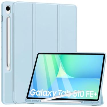 Imagem de YRH Capa para Samsung Galaxy Tab S10 FE+ Plus de 13,1 polegadas 2025, capa traseira de TPU macio para tablet com hibernar/despertar automático, suporte para caneta, 33.3 cm (azul celeste)