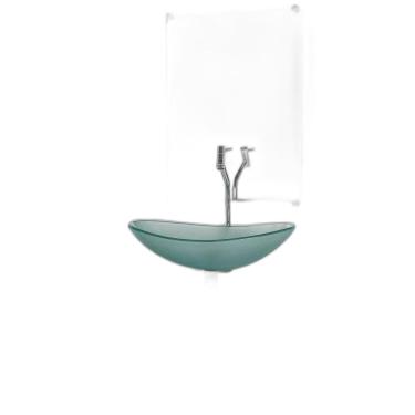 Imagem de Gabinete De Vidro Para Banheiro Inox 70Cm Cuba Oval Incolor