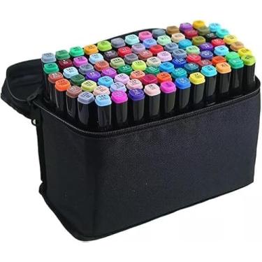 Imagem de Kit de Canetinhas Ponta Dupla para Colorir – Estojo com Marcadores Coloridos Permanente (80 Cores)