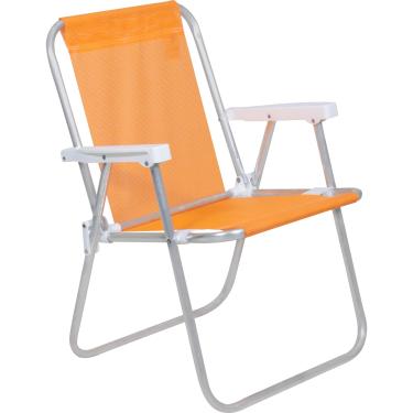 Imagem de Cadeira de Praia Alta Lazy em Alumínio Laranja Bel