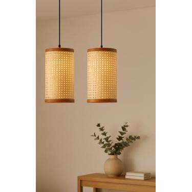 Imagem de Dmob Pendente Luminária De Teto Kit Com 2 - A7, Palha c, Marrom, Bivol