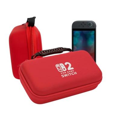 Imagem de Bag Estojo de Transporte Capa de Proteção Case Rígido Resistente com Alça Zíper para Switch 2 (Vermelho)