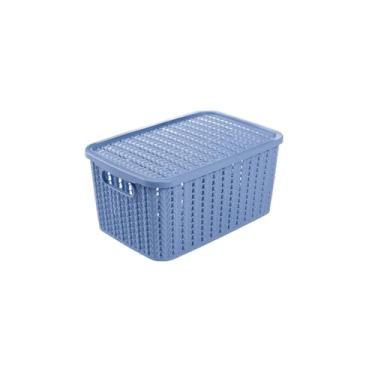 Imagem de Caixa Organizadora Trama Plasútil 8 Litros Com Tampa (Azul)