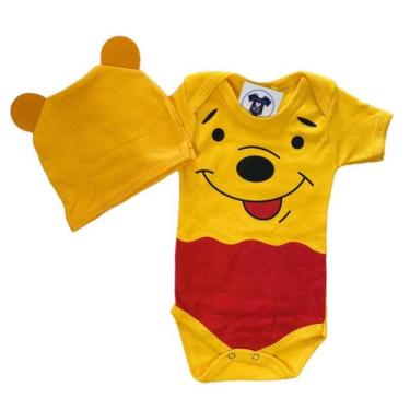 Imagem de Body Bebe Menino Ursinho  Pooh + Touca - Temático Mesversário - R.L, G