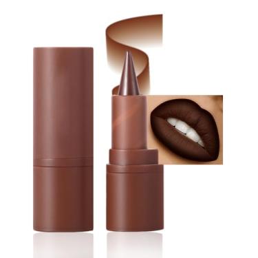 Imagem de AMY'S DIARY Maquiagem labial Mocha Matte Crayon, batom fosco, giz de cera, chocolate, longa duração, até 24 horas, mostra o caminho, borrões à prova d'água para mulheres (1#Mocha, 1 peça)
