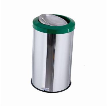 Imagem de Lixeira Inox Basculante 20 Litros Tampa Flip Top Com Cor - CCM, Verde