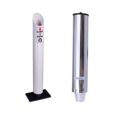 Imagem de Kit Lixeira Coletora Copo Descartável  Água + Suporte Porta Copo 200ml