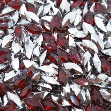 Imagem de Colagem Navete Strass Acrílico Vermelho Transparente 5x10mm 100pçs 8g 