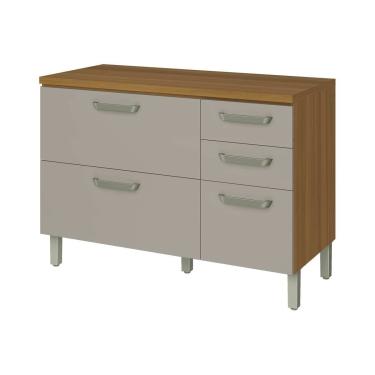 Imagem de Módulo Cozinha Nesher Princesa Balcão c/ Tampo c/ 2 Portas e 3 Gavetas 120cm Freijo/Off White-Nesher