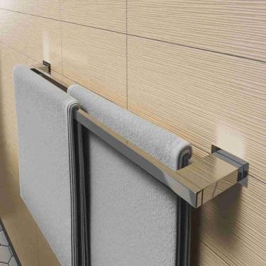 Imagem de Porta Toalha Duplo De Banheiro 90cm Aço Inox 304 R-TD90 - PERFIL CASA