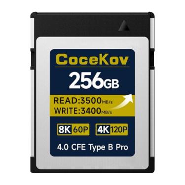 Imagem de Cartão de memória CFexpress 4.0 tipo B de 256 GB com velocidade de leitura de 3500 MB/s e velocidade de gravação de 3400 MB/s, adequado para gravação de vídeo RAW 8K/4K