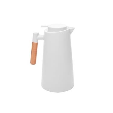 Imagem de Garrafa Térmica Lyor Escandinávia 1L Branca Cabo de Madeira Design Moderno