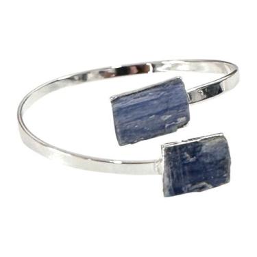 Imagem de Bracelete Pulseira Pedra Natural Cianita Azul Ajustável - Equilíbrio P
