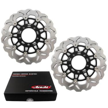 Imagem de Discos de freio dianteiro Arashi Rotores para Kawasaki Ninja ZX10R 2004-2007, Versy-s 1000 2012-2014 ABS 2015, Z1000 2007-2013, Z1000SX 2011-2019 ABS inclui, acessórios pretos para motocicletas