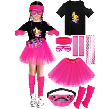 Imagem de Conjunto de acessórios de fantasia SOMSOC 80s para crianças, 13 peças