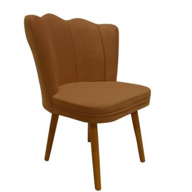 Imagem de Cadeira Decorativa Pétala Reta Veludo Premium Pés Retrô - Bela Móveis,