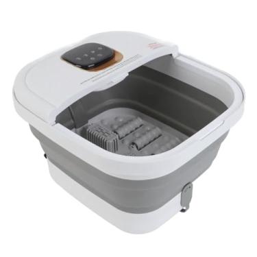 Imagem de Massageador de Pés Spa Aquecimento Bolhas Vibração Luz Infravermelha 6 Rolos de Massagem Pedicure Banheira para Alívio do Estresse Imersão Dobrável Portátil