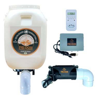 Imagem de Alimentador Automático com Reservatório de Ração de 50 Litros, Programável via Timer Convencional Bivolt, Ideal para Cachorro Cavalo Bovino Ovelha Carneiro Cabrito Porco Galinha Pato Coelho Peixe