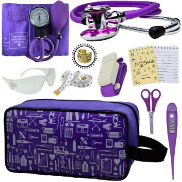 Imagem de Kit Academico Enfermagem Premium Preto Completo - Love Saude, ROXO EST