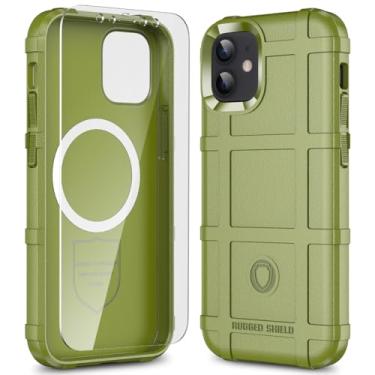 Imagem de LABILUS Rugged Shield Capa protetora tática magnética à prova de quedas de 2,4 m TPU grossa para MagSafe compatível com iPhone 12/12 Pro (6,1 polegadas) - Verde exército