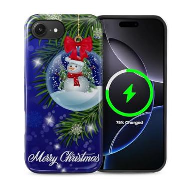Imagem de Goodsprout Capa para iPhone 16e para MagSafe Capa Rígida Brilhante Acrílico e Silicone Combinação de Estilo de Telefone 2 em 1 Feliz Natal Árvore Verde Inverno Padrão de Boneco de Neve
