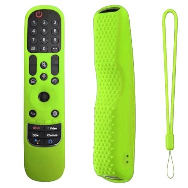 Imagem de MRSVI Capa de silicone para MR24GA/MR21GA/MR22GN/MR23GA, capa protetora compatível com LG Magic TV C2 C3 G3 OLED controle remoto Slicone com cordão (azul brilhante) (verde brilhante)