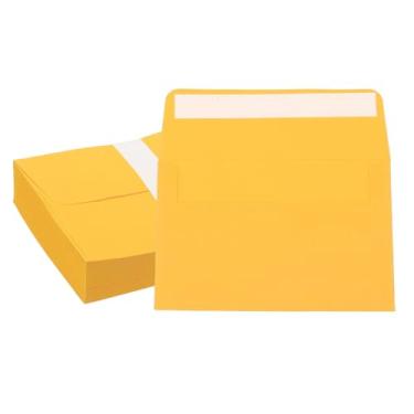 Imagem de PATIKIL Envelopes de convite de 15 x 10 cm, 50 unidades, envelopes de cartão de felicitações A6, envelopes de aba plana, capas de cartão para correspondência, casamento, aniversário, formatura