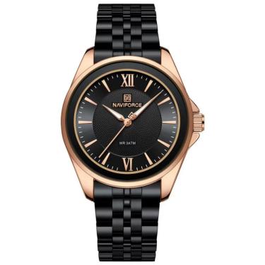 Imagem de Relógio redondo feminino design simples em aço inoxidável 3atm