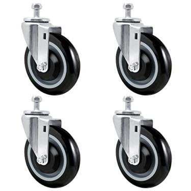 Imagem de NINOSO Rodas de substituição para carrinho de compras de 12,7 cm, rodízios de haste de poliuretano, conjunto de 4 rodas para capacidade de carga do carrinho, total de 635 kg