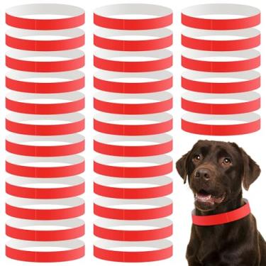 Imagem de Clysee Coleiras de papel ajustáveis para cães de 500 unidades com coleiras de parto resistentes a rasgos, à prova d'água, faixas adesivas para identificação de animais de estimação para cães