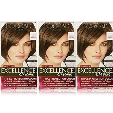 Imagem de Excellence Creme Hair Color, marrom médio, cobertura 100% cinza, pacote com 3