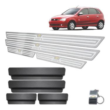Imagem de Soleiras Em Aço Inox Corsa SS 2005 A 2009 Prata Alto Relevo