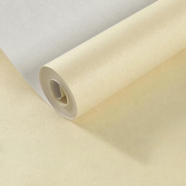 Imagem de ESSMOKO Papel de parede moderno estilo nórdico seda não tecido papel de parede não autoadesivo quarto sala de estar escritório fundo decoração adesivo bege 53 * 950 cm