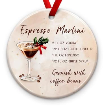Imagem de KILYHOME Enfeite de Martini Espresso 2025 - Ornamentos de Vinho para Árvore de Natal, Enfeite de Receita de Bebida de Férias, Decoração de Martini Espresso para Árvore de Natal, Decoração de Férias e