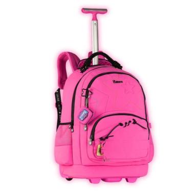 Imagem de Mochila Luluca Rodinhas Escolar Juvenil Mala Viagem Meninas, Rosa