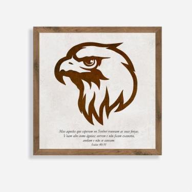 Imagem de Quadro Rústico Águia - 30x30cm - Artesanal em Madeira Pinus - Arks Pre