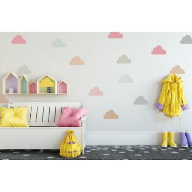 Imagem de Adesivo de Parede Nuvem em Tons Pastéis - 50 Unidades - no-brand