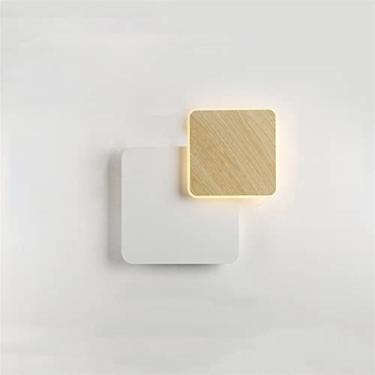 Imagem de Arandela moderna, luminária de parede europeia - Luminária de parede LED quadrada minimalista moderna, luminária de parede de cabeceira para leitura, 7W, alumínio fundido - Branco quente, 11