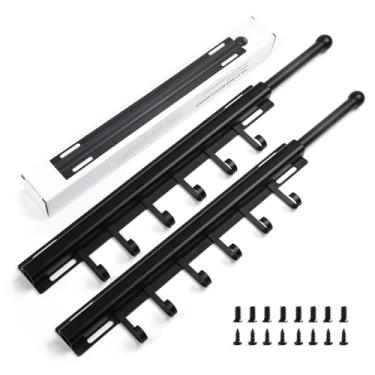 Imagem de BaiNong Vara de manobrista de 42 cm para armários com 6 ganchos (pacote com 2 pretos), organização e armazenamento de roupas