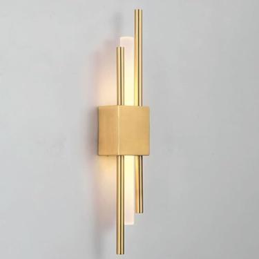 Imagem de Luminária de parede LED moderna com 3 cores escurecidas, abajur nórdico de acrílico com acabamento em metal para corredor, sala de estar, quarto (preto)