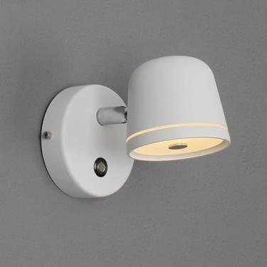 Imagem de Luminária de parede LED moderna para leitura, arandela ajustável branca com interruptor de pressão, luminária de parede criativa de alumínio de 5 W, iluminação giratória de 340° para banheir