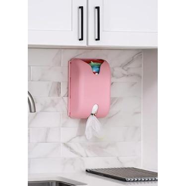 Imagem de Puxa Saco Rosa Claro Dispenser Sacolas Fixação Dupla Face 3M