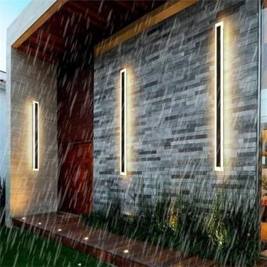 Imagem de Luminária de parede LED para varanda externa, faixa longa, luminária de parede moderna para garagem, luz IP65 à prova d'água, luminária externa 2700K/4500K/6500K, acrílico, alumínio, pátio,