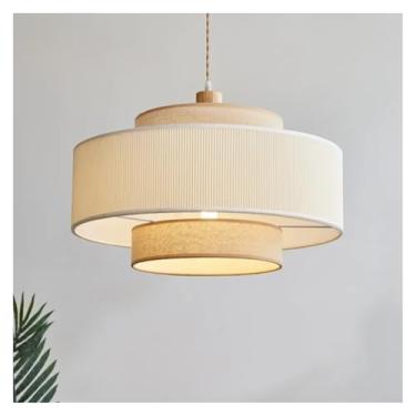 Imagem de Lustre de tecido japonês, luminária pendente nórdica de madeira, abajur de tecido, estudo, quarto, hotel, iluminação criativa personalizada