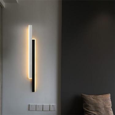 Imagem de Luminária de parede LED interna criativa, luminária de parede moderna para quarto, luminária de parede linear de metal, preta e branca, minimalista, 3000K/4000K/6500K, iluminação de parede i